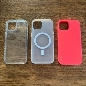 Clear, White, and Pink iPhone 14 Cases